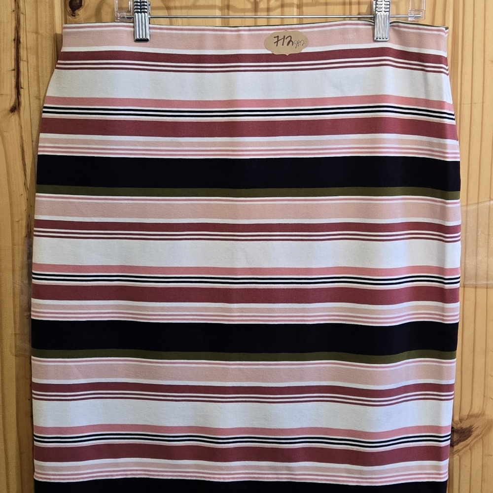 Ann Taylor‎ Pink and Black Striped Pencil Skirt